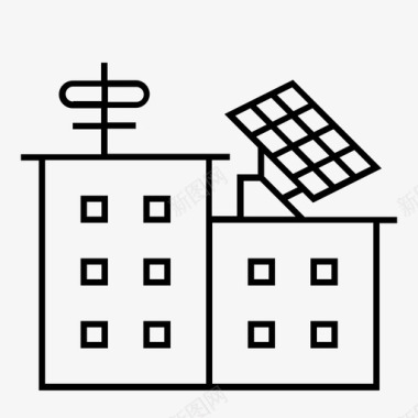 太阳能板房屋居住空间图标图标