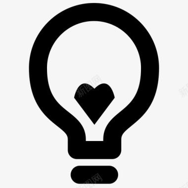 电灯泡电灯泡灯泡心脏图标图标