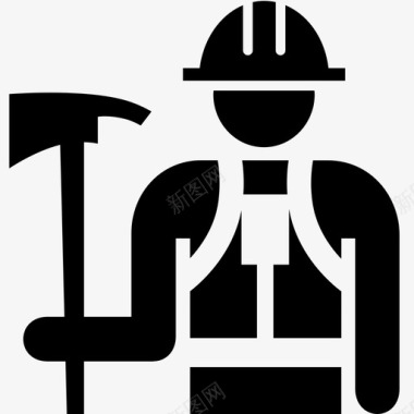 野地消防员劳工人图标图标