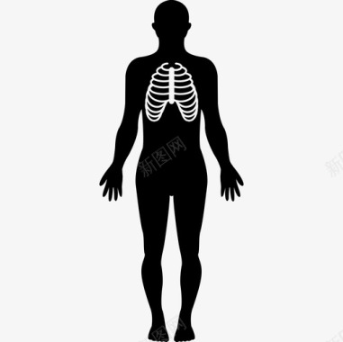关注呼吸系统医疗身体部位的人体轮廓图标图标