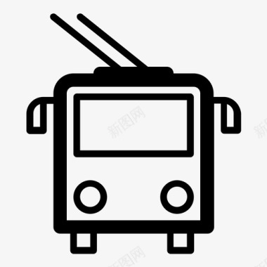 公共交通标识无轨电车运输公共交通图标图标