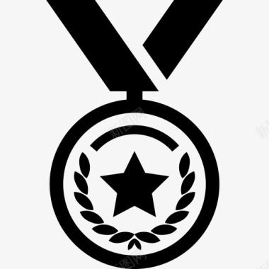 一种圆形的勋章上面挂着一条星带奖章图标图标