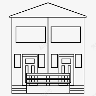 双层房屋公寓建筑家庭图标图标