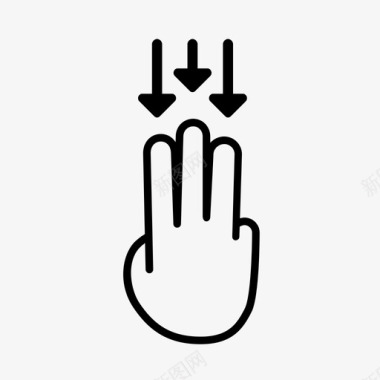 单线三个手指向下拉平板电脑滑动图标图标