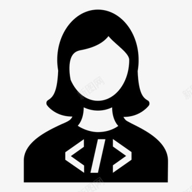 技术人员开发人员女性工程师女性代码员图标图标