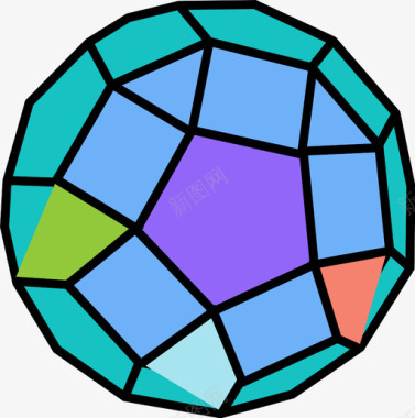 三维菱形十二面体形状多边形图标图标