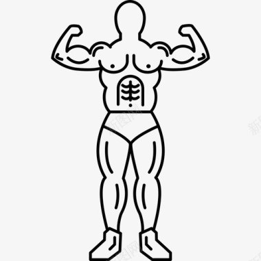 体操运动员正面展示他的肌肉人身体部位图标图标