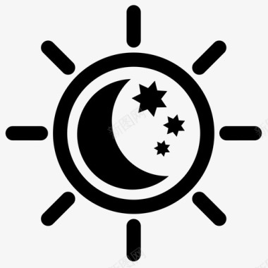白天和夜晚太阳星星和月亮星爆图标图标