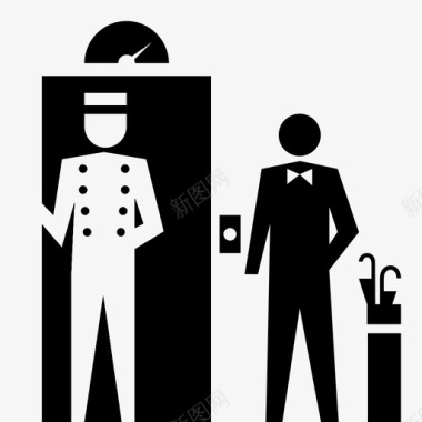 美女的服务员酒店电梯电梯客栈图标图标