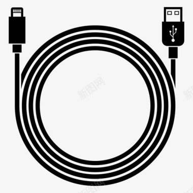 USB棒闪电电缆苹果电线图标图标