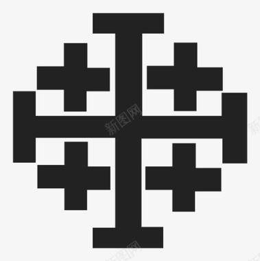 简约几何图案耶路撒冷十字架几何图标图标