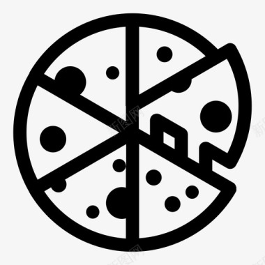 披萨带边框卷曲图标图标