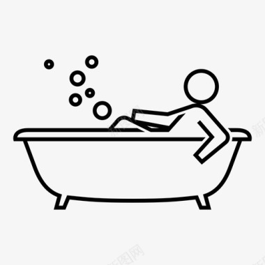 男性浴缸放松人图标图标