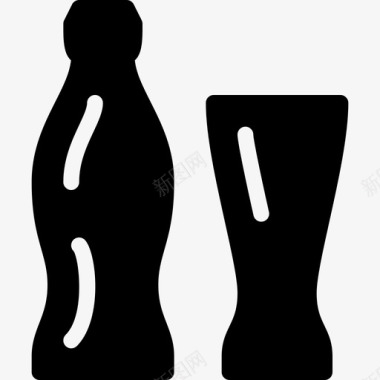 汽水瓶和玻璃杯饮料杯子图标图标