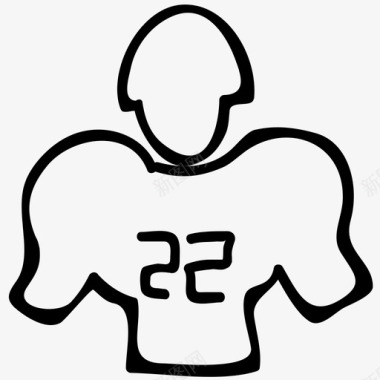橄榄球橄榄球运动员体育手绘涂鸦图标图标