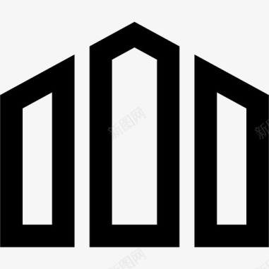 三根柱子的房子形状图标图标