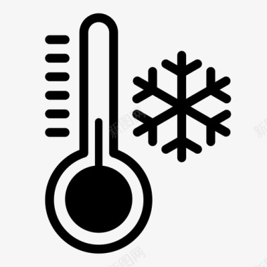 冬季热饮冷冻温度温度计图标图标