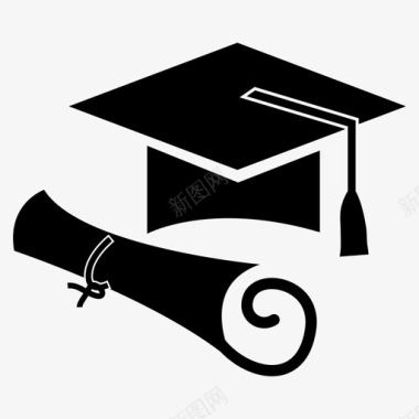毕业帽和毕业证书图标图标