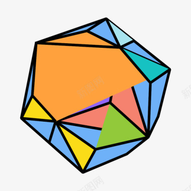 三面体二十面体固体多面体图标图标