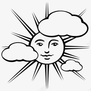 太阳在云后太阳藏在云后天气预报图标图标