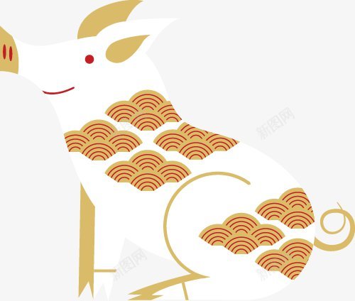 金猪东方传统新年金色新年氛围复古传统中国风png免抠素材_88icon https://88icon.com 金猪