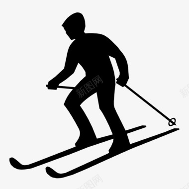 雪地滑雪者下坡滑雪滑雪板图标图标