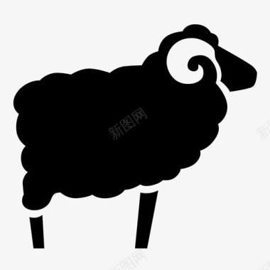 绵羊毛绒动物公羊图标图标