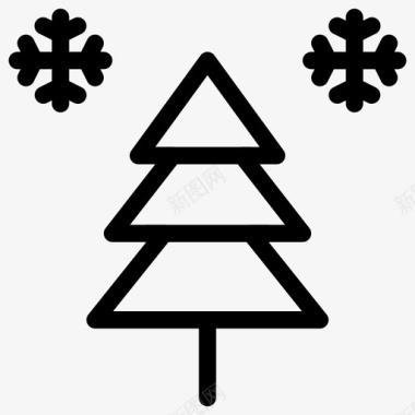装饰的雪圣诞树室内装饰冬图标图标