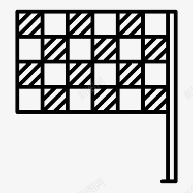 运动和比赛的体育馆终点旗方格旗检查点图标图标