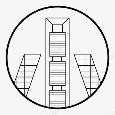 马德里建筑城市图标图标