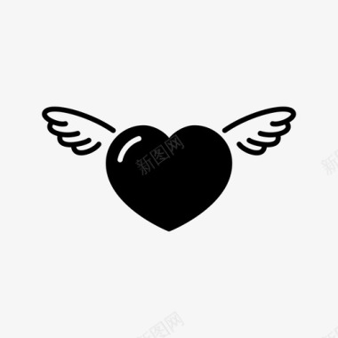 翅膀的心爱翅膀情人节图标图标