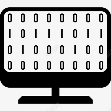 计算机带有二进制代码数据的台式计算机图标图标