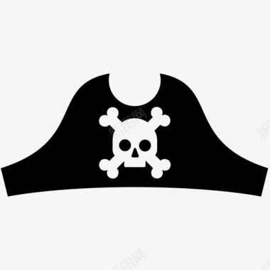 海盗帽黑色骨头图标图标
