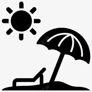海滩阳光夏日图标图标