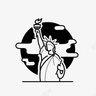美国纽约自由女神像美国纽约图标图标