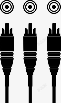 视频输出rca电缆视频输入声音输出图标高清图片