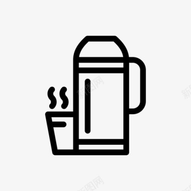 食物和饮料保温瓶水茶图标图标