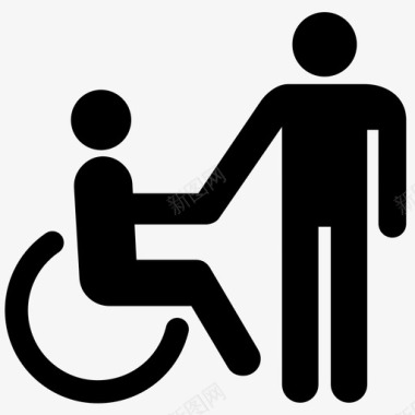 帮助推轮椅轮椅助手疗养院推图标图标