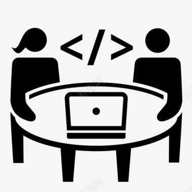 工作开会会议编码小组笔记本电脑图标图标