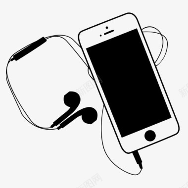 带耳塞的智能手机电话音乐图标图标