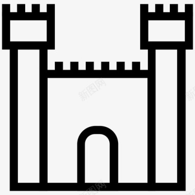 中世纪城堡拱门建筑图标图标