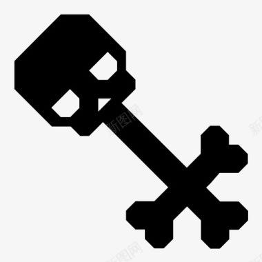 头骨钥匙魔法骷髅十字架图标图标