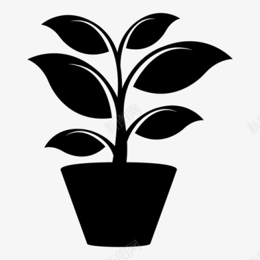 藤蔓植物种植盆栽图标图标