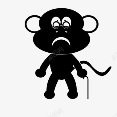 黑猴子悲伤的老猴子图标图标