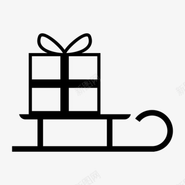 礼品和雪橇礼物和雪橇礼物图标图标