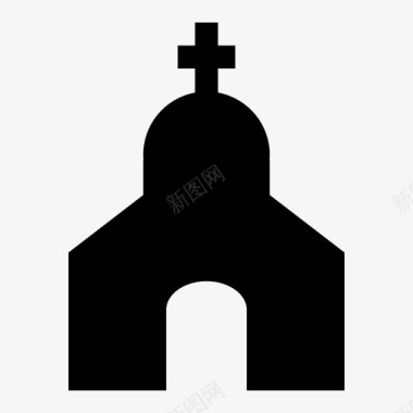 十字架标志教堂建筑拱门图标图标