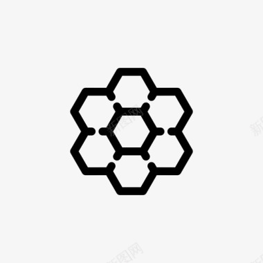 黄色蜜蜂蜂巢结构六边形图标图标