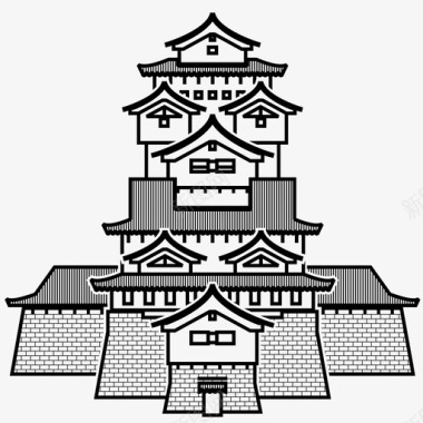 日本亭子shiro建筑城堡图标图标
