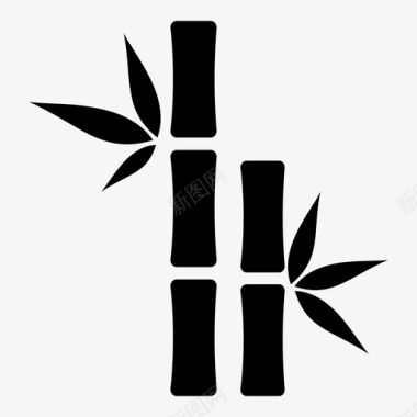 植物插画竹子树木温泉图标图标