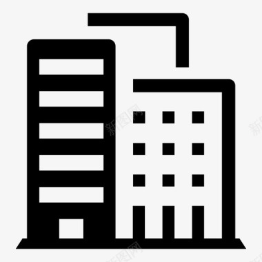 建筑与城市建筑物摩天大楼基础设施图标图标